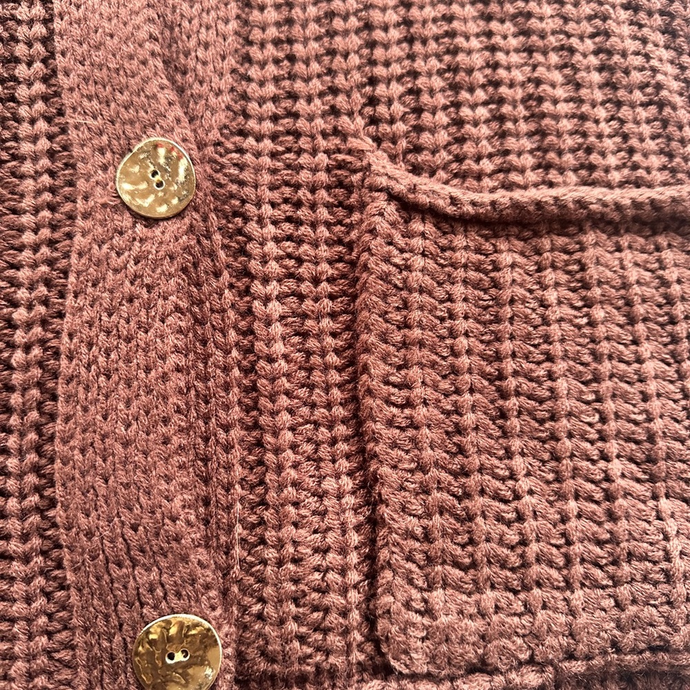 Chunky Knit Button-Front Vest in Rust - Picture 3 of 4